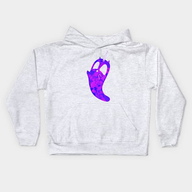 Purple splatter unicorn cat ghost Kids Hoodie by Surplusweird